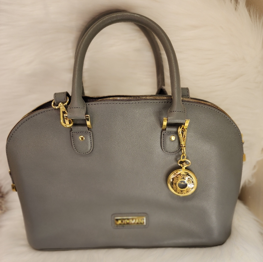 Joy & Iman Grey Handbag with shoulder strap and watch